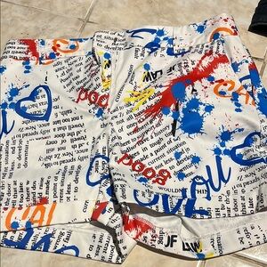 Ovi Multicolor Text Print Shorts